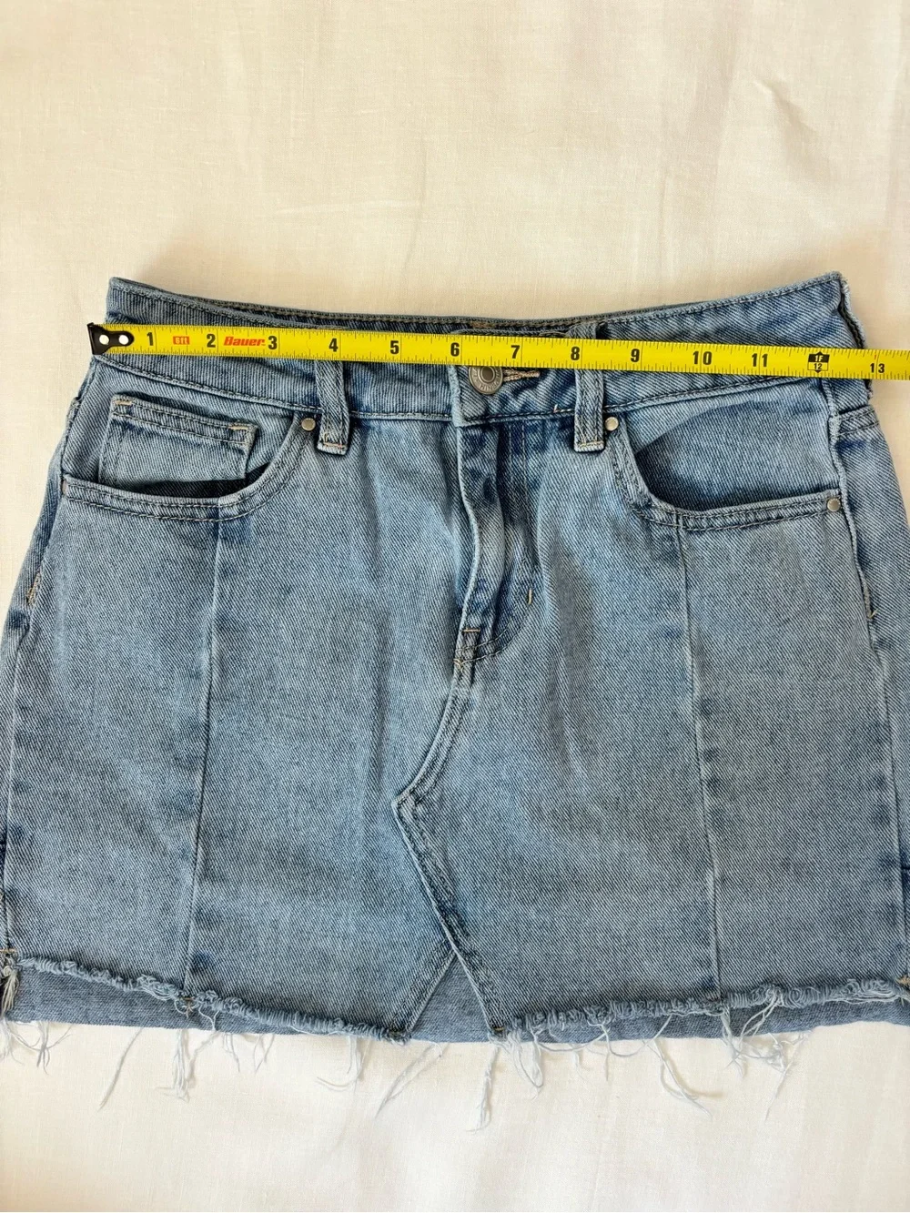 PacSun Light Wash Raw Hem Denim Mini Skirt Size 24